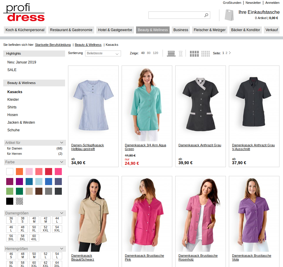 Profidress.de with product data from Alterra PIM