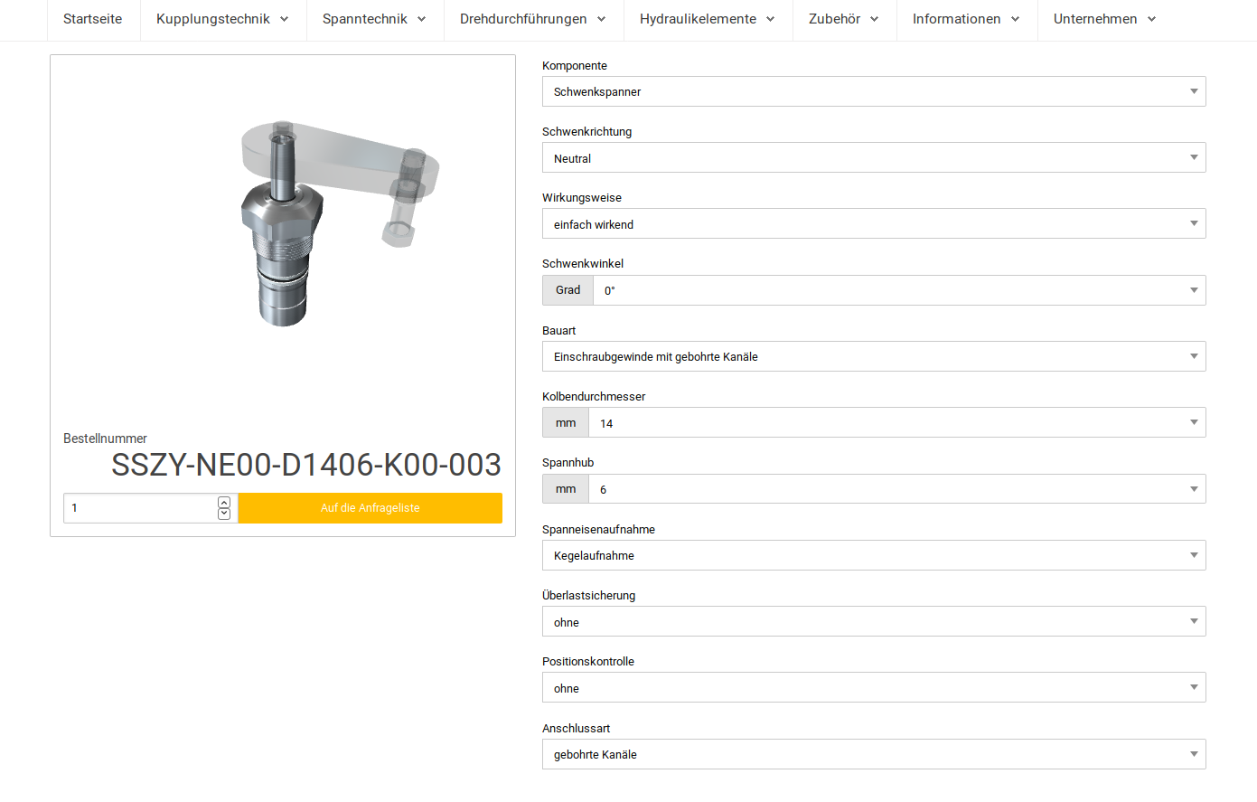 3D Konfigurator voll integriert in die Webseite