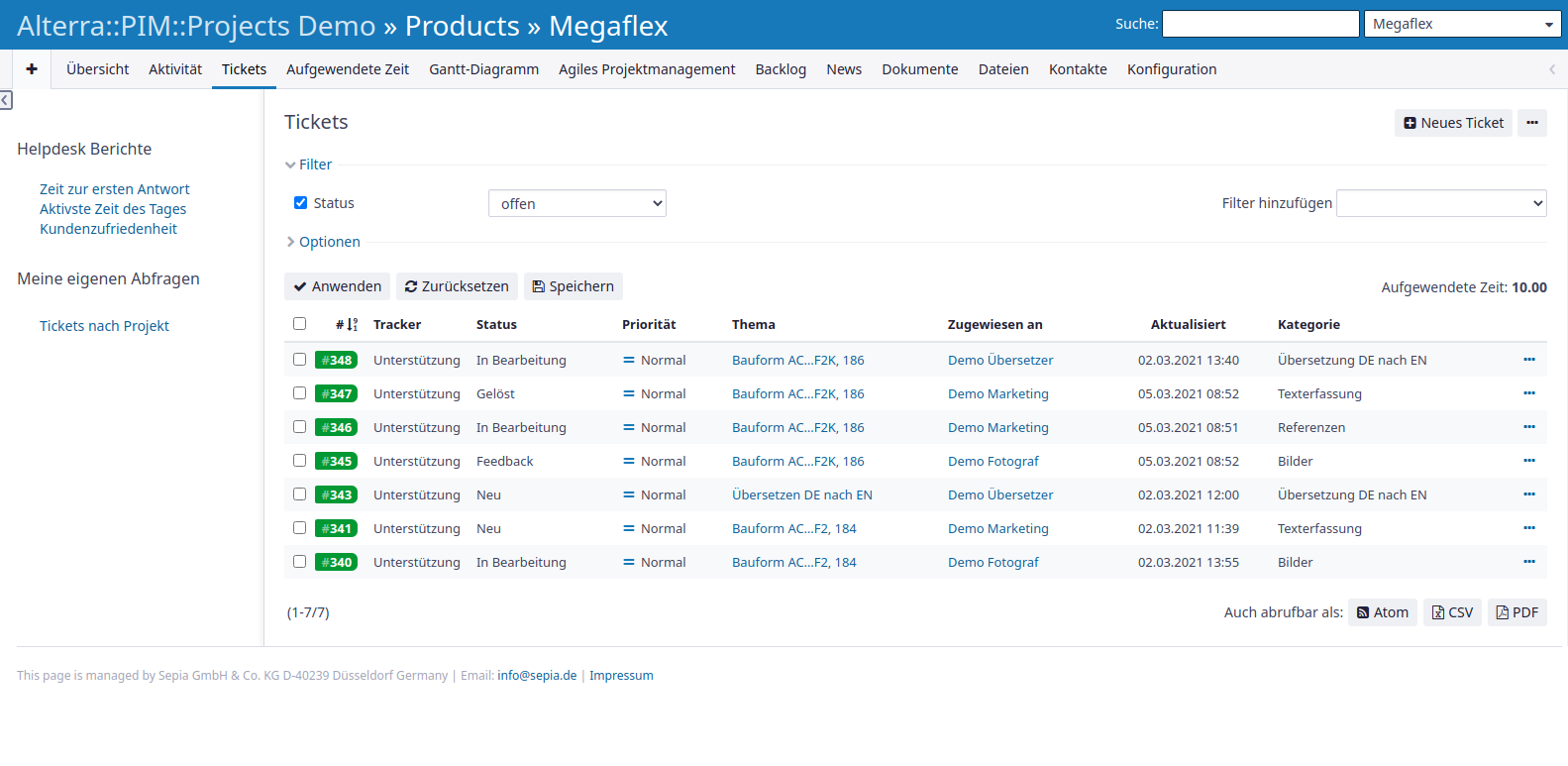 Tasks created from Alterra::PIM in Redmine